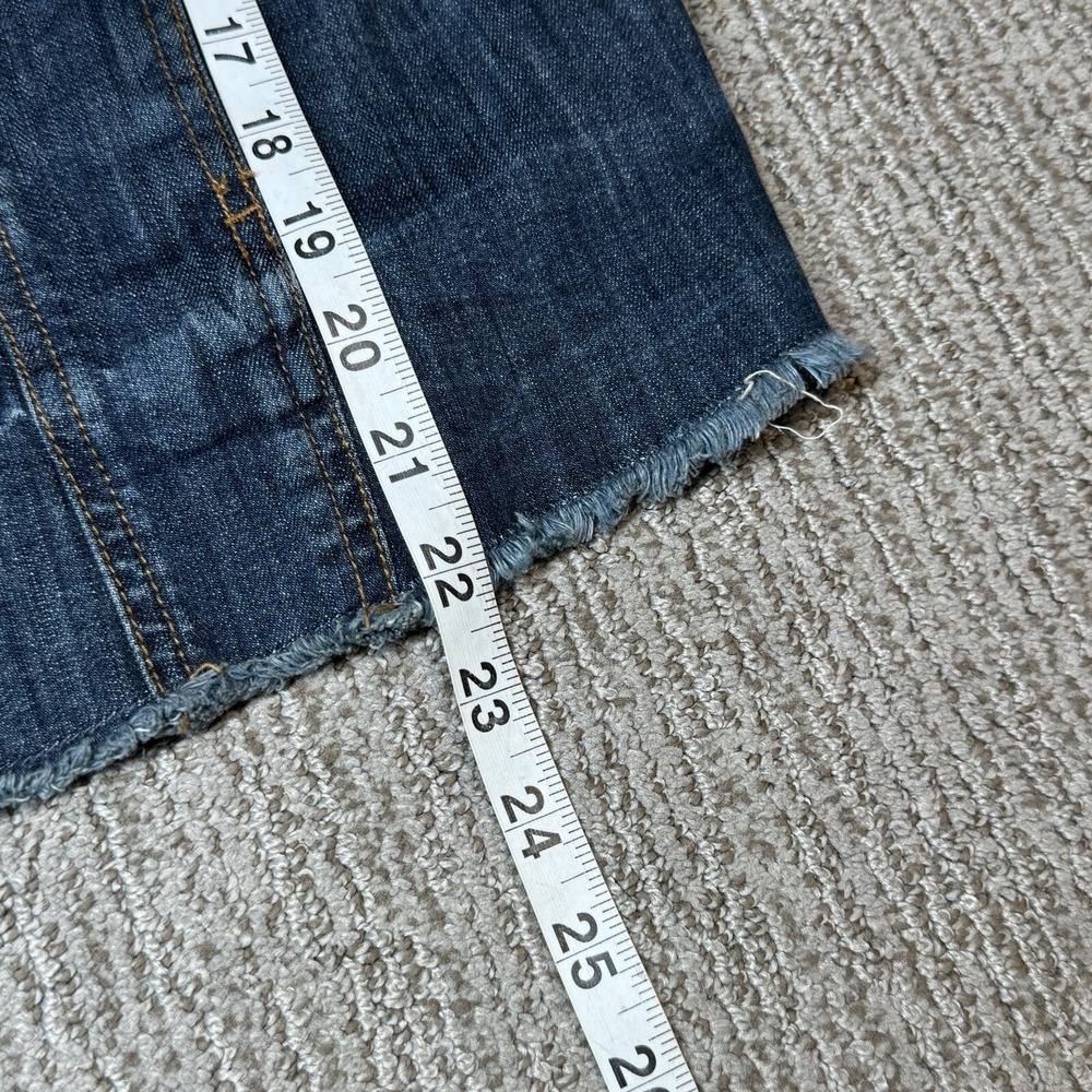 Kut From The Kloth Womens M Jean Jacket Trucker Denim Raw Hem Stretch Dark Wash - Picture 3 of 6